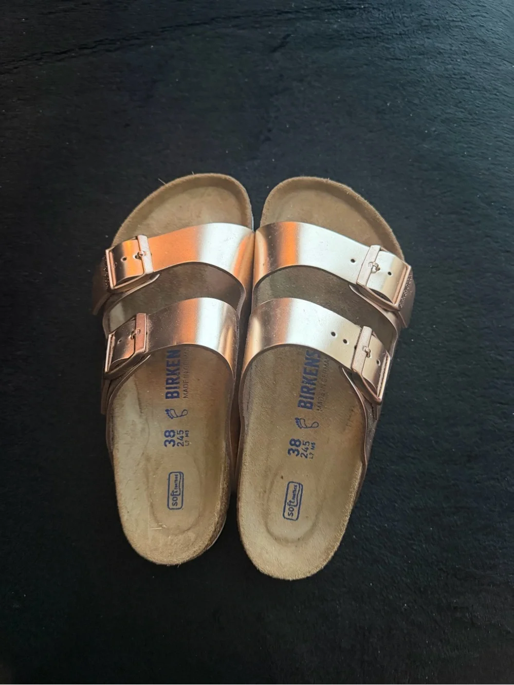 Birkenstock Double Buckle Sandals in Metallic Rose - Picture 1 of 6
